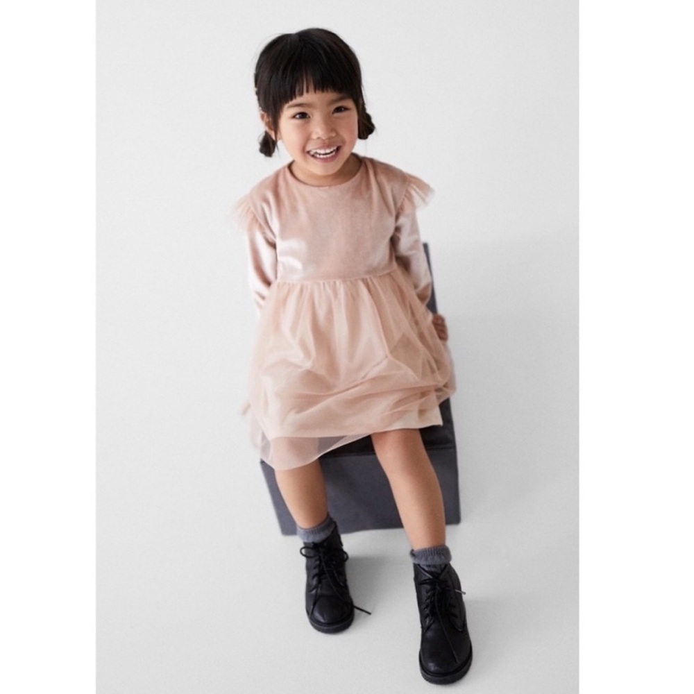 Zara baby girl velvet tulle mesh dress